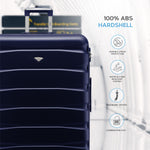 Set Of 3 Hard Shell Suitcase Cabin & Check In Cases With Tsa Lock - Overhead Cabin With Medium & Large Check-in Bag | Set of 3 | Navy Blue