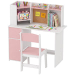 AIYAPLAY Kids Desk And Chair Set W/ Cabinets For Ages 5-12 Years, Pink