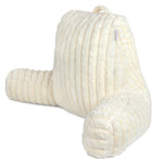 Deluxe Large Reading Pillow, Soft Ribbed Faux Fur, Shredded Memory Foam Cuddle Cuddle Cushion Backrest Arm Support | L | Cream