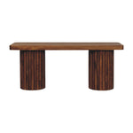 Astoria Fluted Bench, 2 cylindrical fluted bases, Warm Brown
