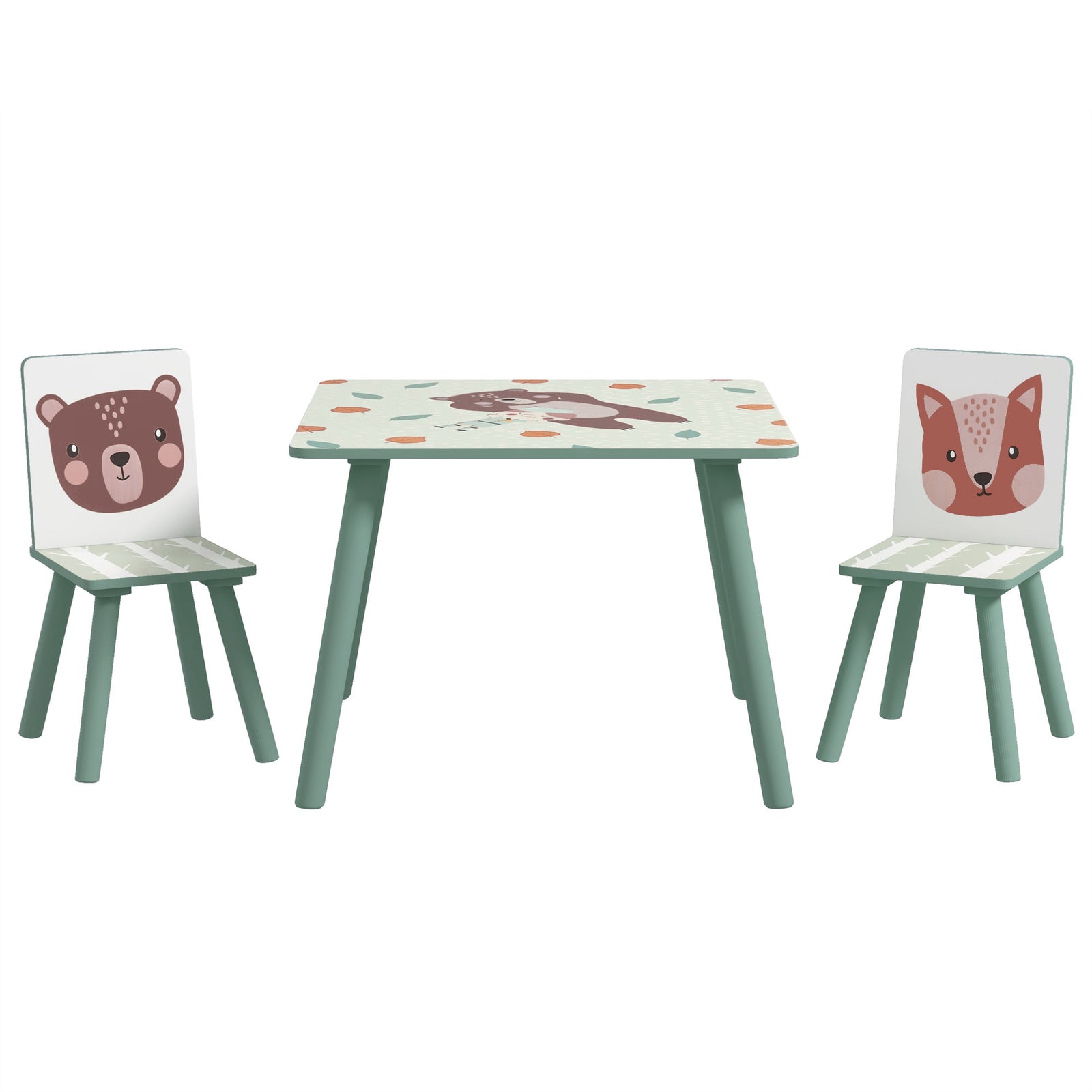 Kids Table And Chairs, Children Desk With 2 Chairs | Green