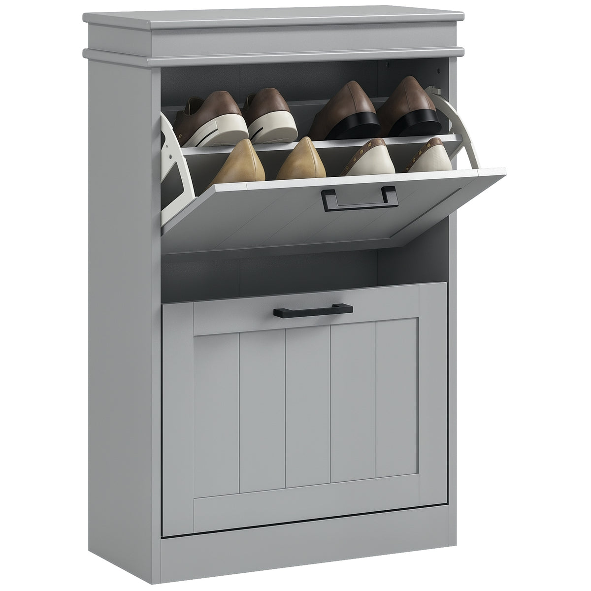 HOMCOM Slim Shoe Storage Cabinet With 2 Flip Drawers For Entryway