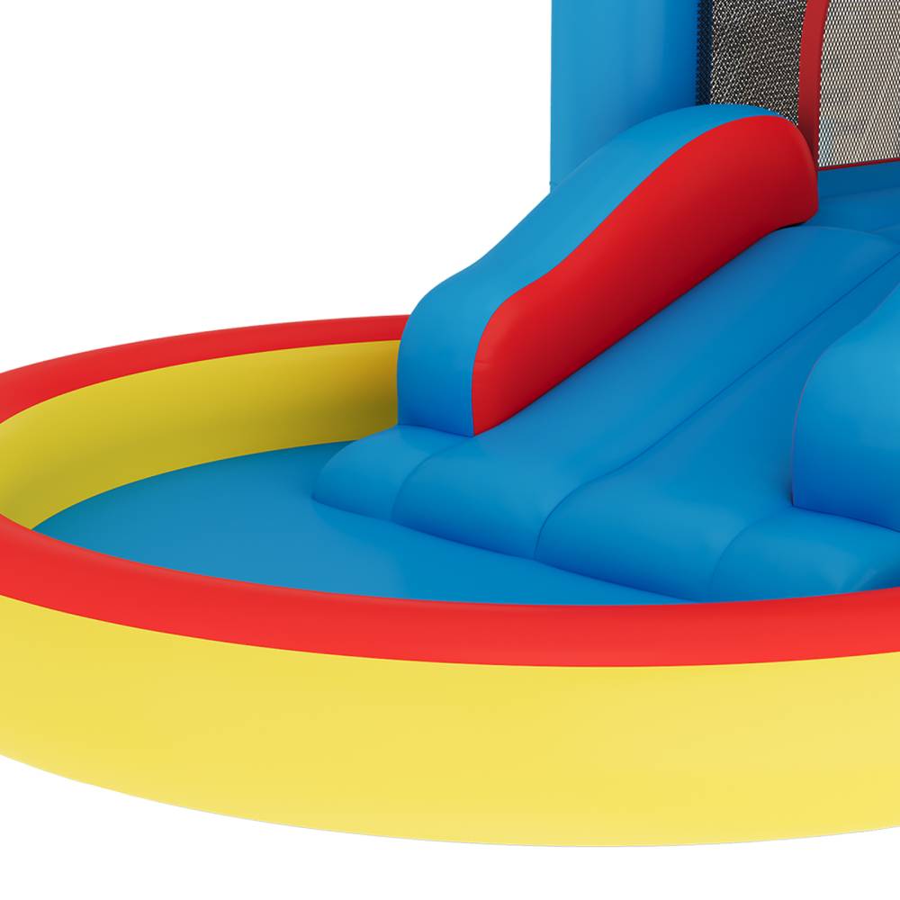 Inflatable Bouncy Castle With Hot Air Balloon Print, Kids Jumping Castle With Slide, Heavy-duty Oxford Fabric, 370w Blower Included