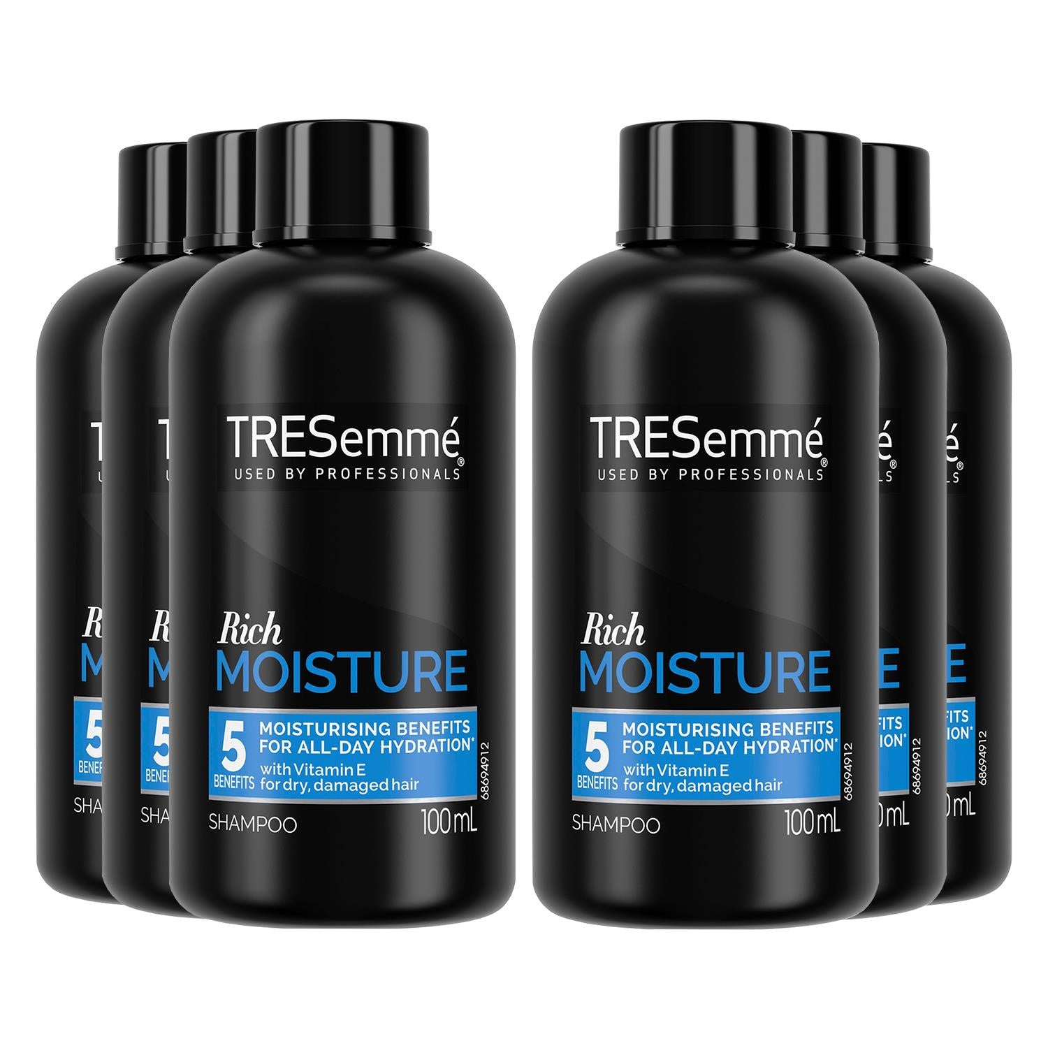 Moisture Rich Shampoo With Vitamin E For Dry & Damaged Hair 100ml, 6 Pk