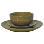 Dahlia Plate Set, Ceramic, Olive Green