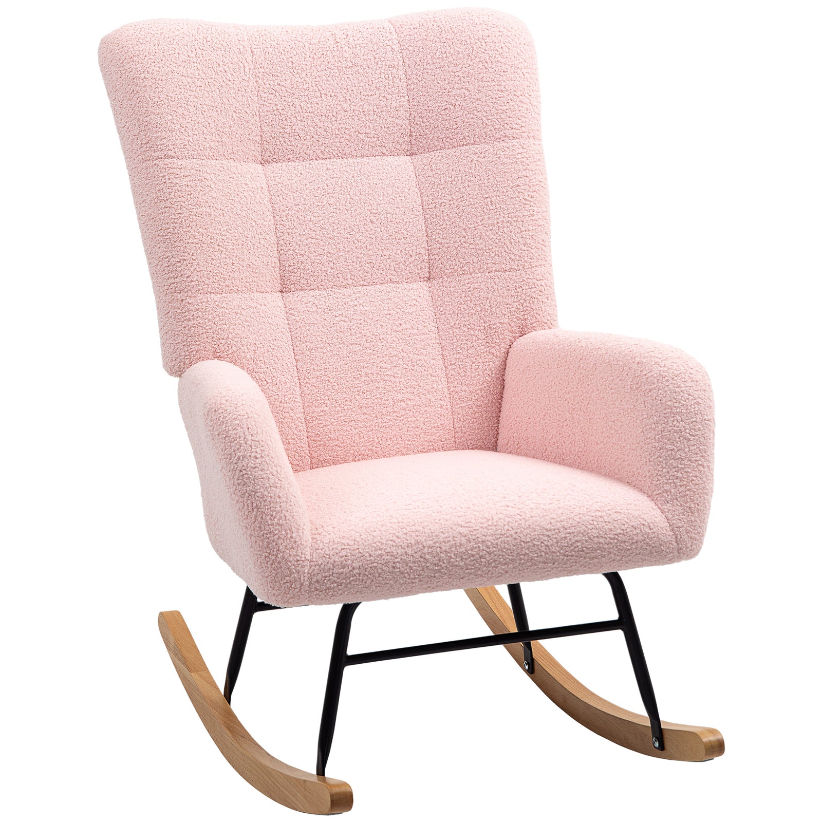 Rocking Chair, Modern Armchair With Backrest For Bedroom | Pink