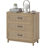 HOMCOM 3 Drawer Chest Of Drawers, Wide Storage Unit For Living Room, Oak