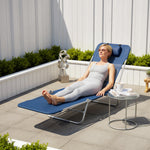 Adjustable Sun Bed Garden Lounger Recliner Relaxing Camping | Dark Blue
