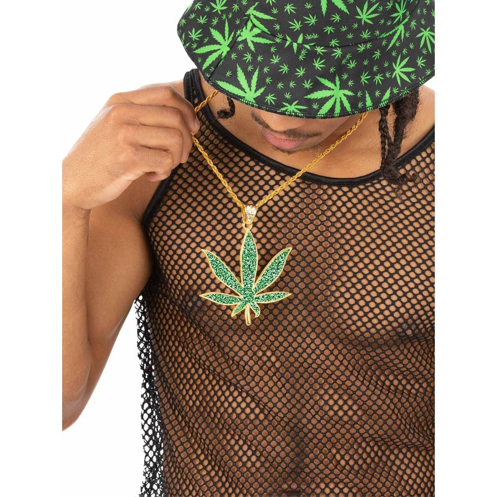 90s Hemp Bling Medallion, Green Diamante
