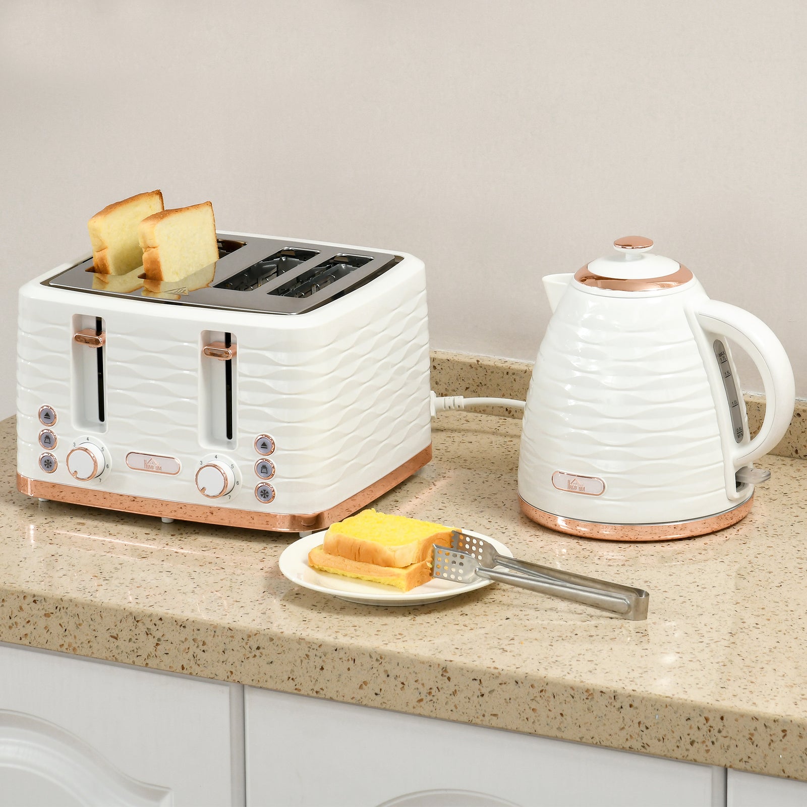 Kettle And Toaster Set 1.7l Boil Kettle And 4 Slice Toaster | One Size | Cream