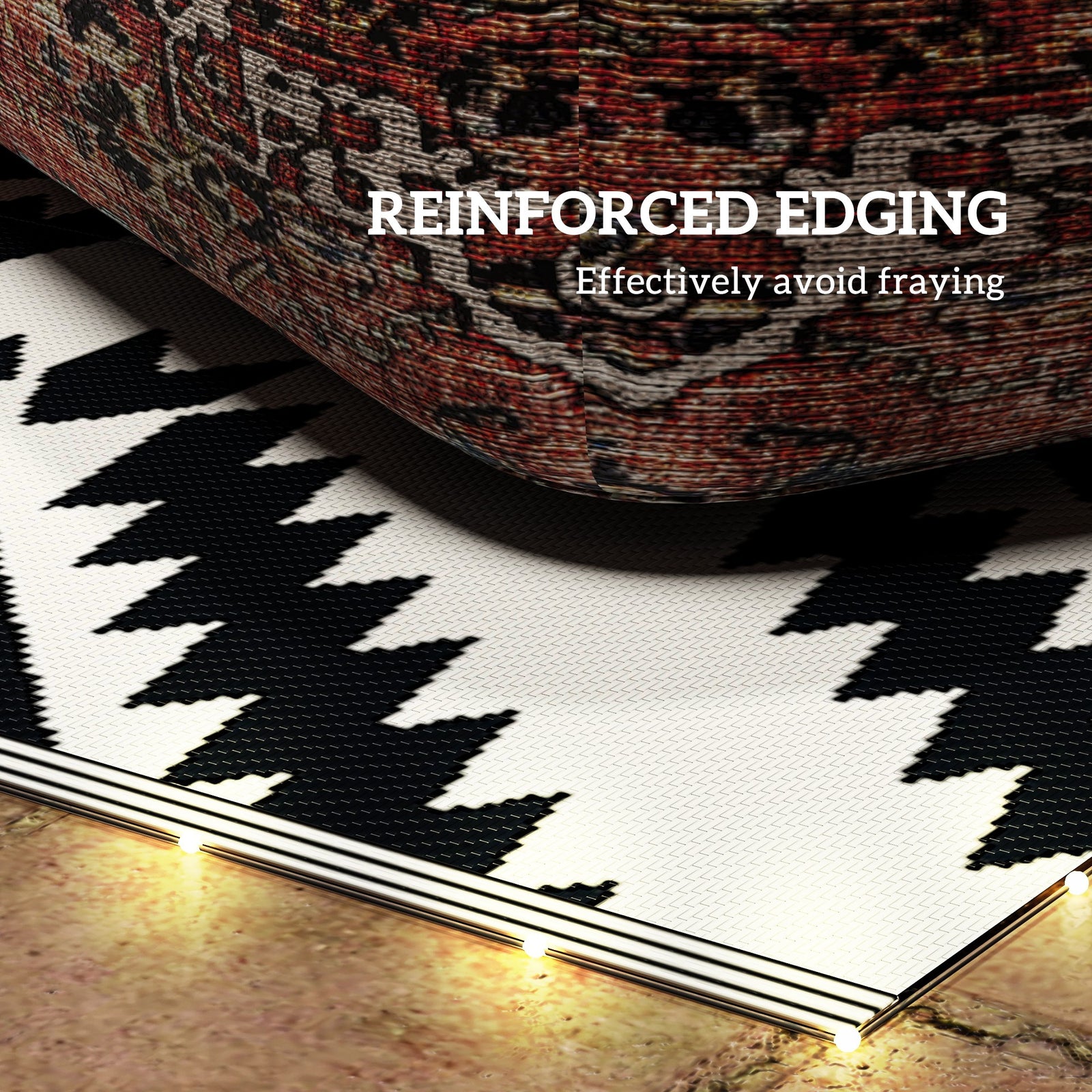 Rug W/ Led Light And Carry Bag 182x274cm Black/white
