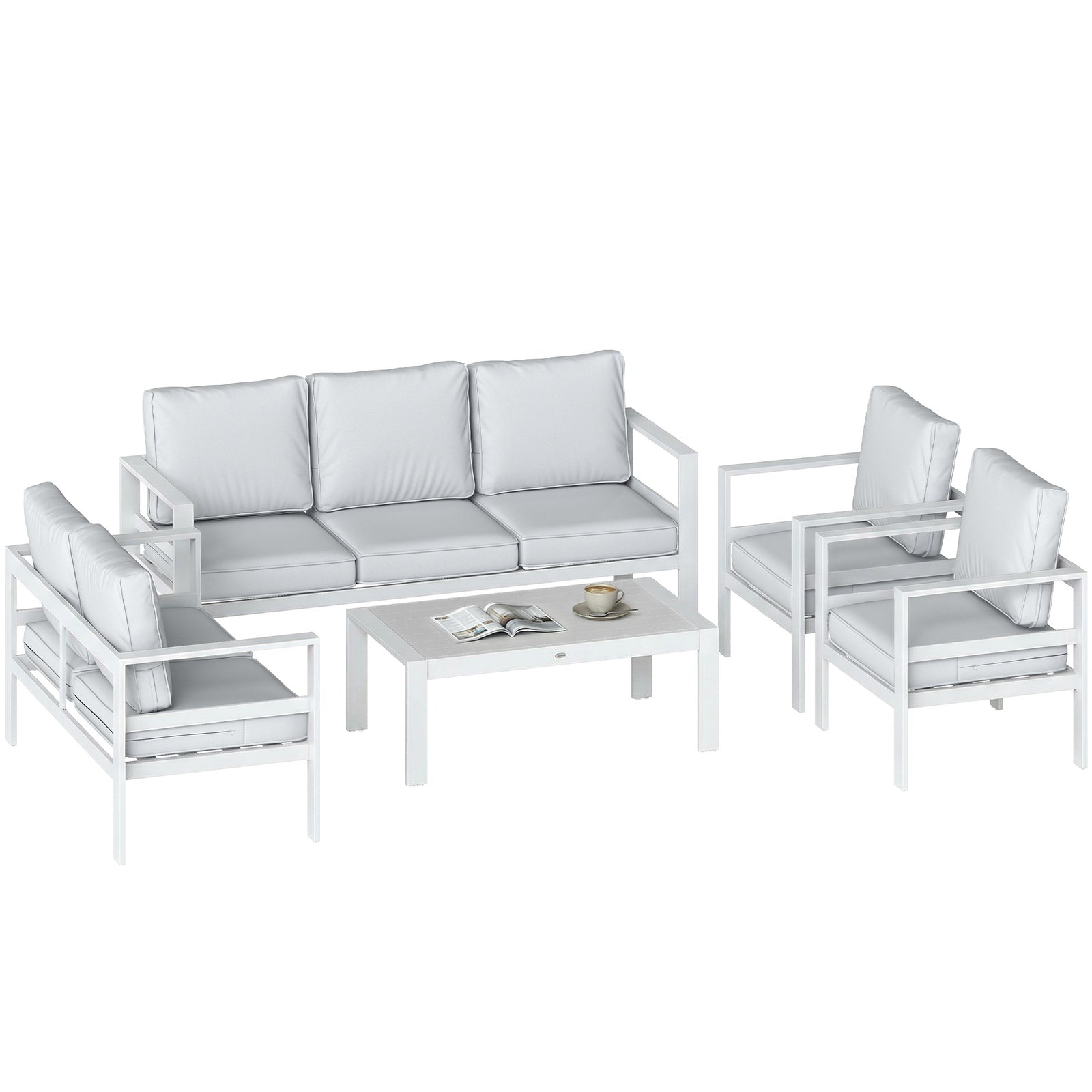 Aluminium Garden Furniture Sofa Set With Olefin Cushions | White