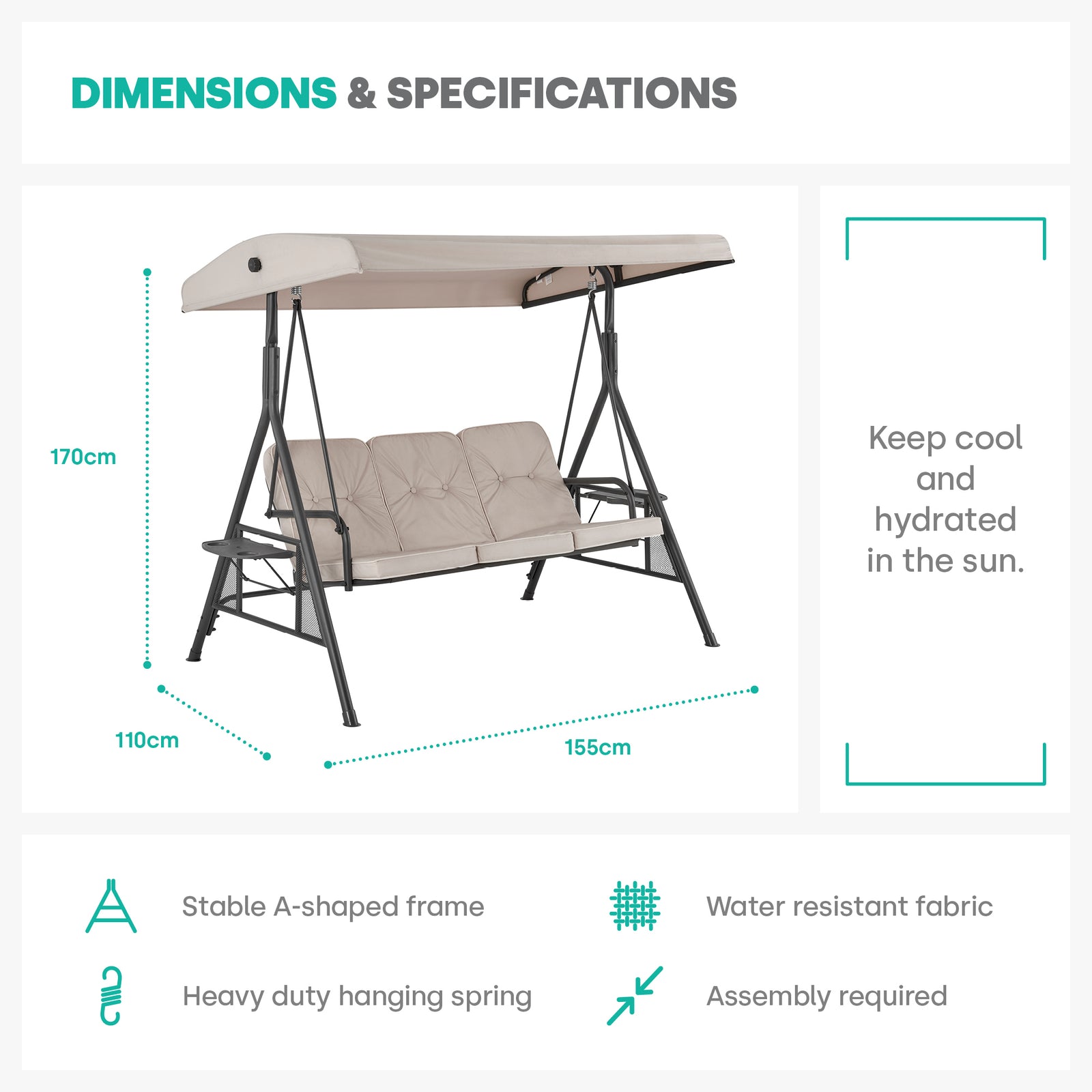 Florence Garden Swing Seat - Beige