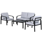 4pcs Garden Sectional Loveseat Set W/ Cushion