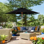 2.5m Wood Garden Parasol Sun Shade | Black
