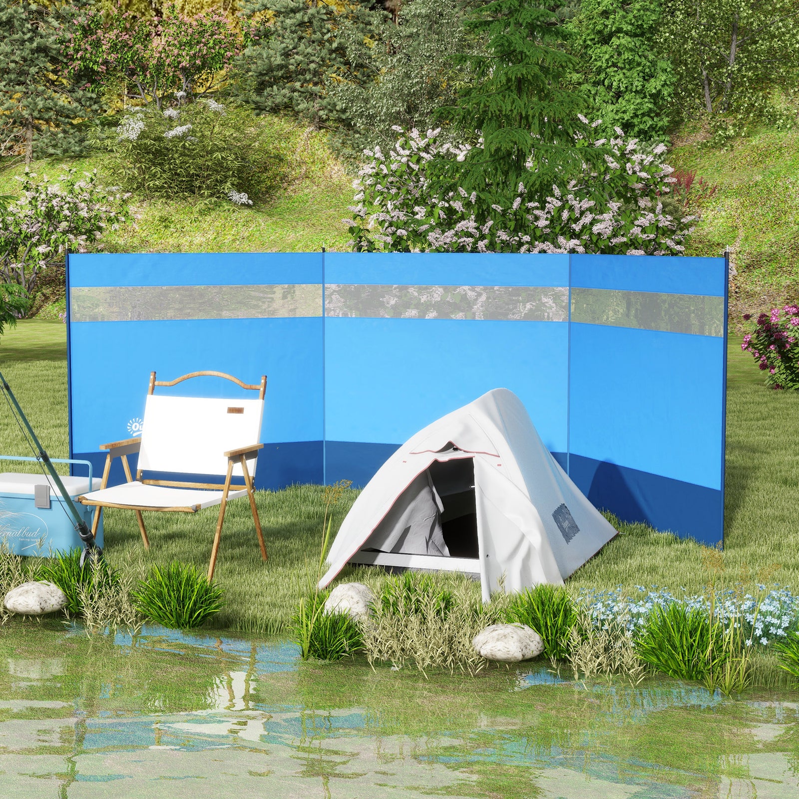 4 Pole Camping Windbreaks With Clear Windows And Carry Bag | Blue