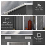 4x8ft Metal Storage Shed With Double Doors,ventilation And Foundation Frame Flat Roof Outdoor Tool Shed For Garden | Charcoal Black