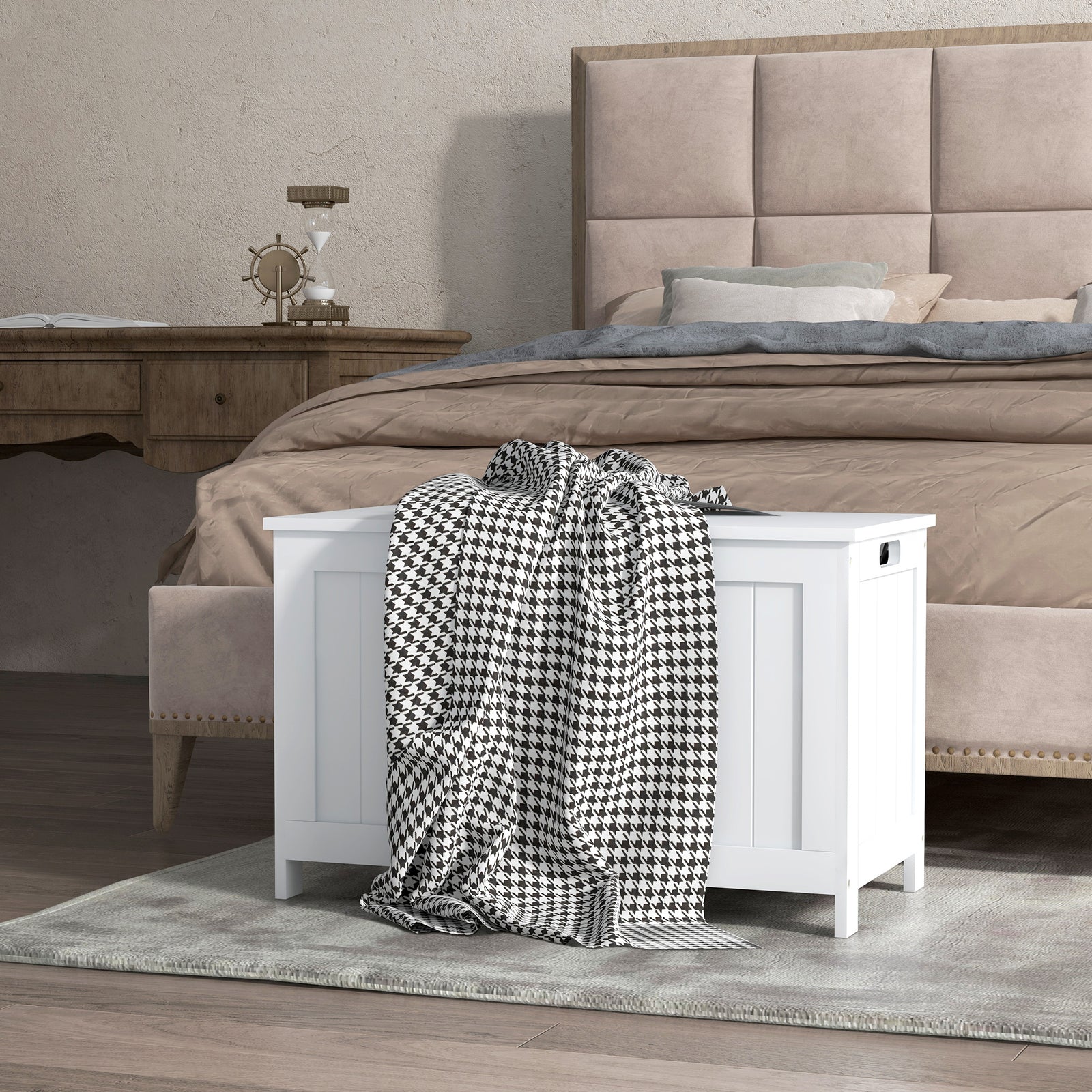 Storage Chest With 2 Safety Hinges, Storage Bench | One Size | White