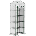 5 Tier Mini Greenhouse Grow House W/ Roll Up Door | White