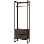 Clothes Hanging Rail With 3 Fabric Drawers Storage Shelves