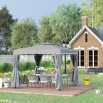 3 X 3(m) Garden Gazebo Shelter Party Tent With 2 Tier Roof | Grey