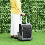 Pet Travel Backpack Bag Cat Puppy Dog Carrier W/ Trolley And Telescopic