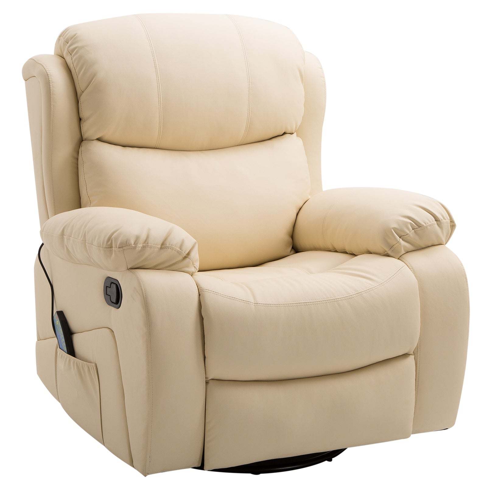 Massage Recliner Manual W/ Footrest Remote | Beige