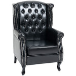 Chesterfield Style Wing Back Armchair Tufted Accent Chair | One Size | Black