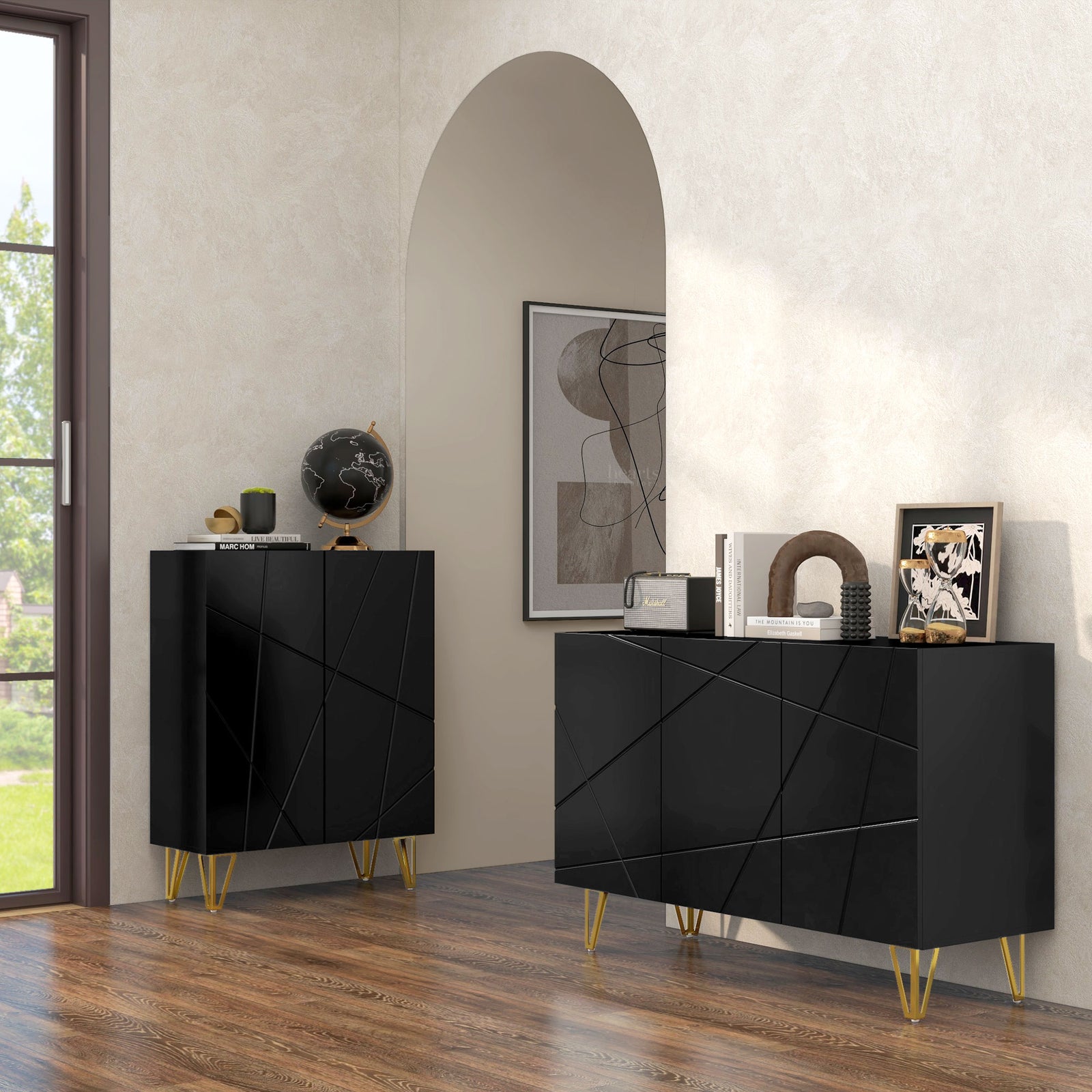Freestanding Storage Cabinet With Adjustable Shelves | One Size | Black
