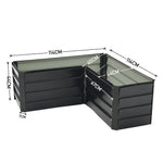 Outdoor Metal L-shaped Raised Garden Bed Garden Planter Plant | Charcoal Black