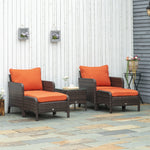 5 Pieces Outdoor Patio Furniture Set Wicker Conversation Set | Brown