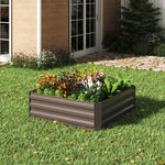 Galvanized Steel Square Raised Garden Bed Planter Box | Small | Brown