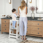 Aiyaplay 2 In 1 Toddler Step Stool With Safety Rail For Kitchen, White