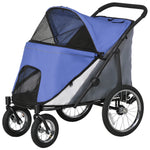 Foldable Pet Stroller With Cushion, For M, L Dogs | Blue