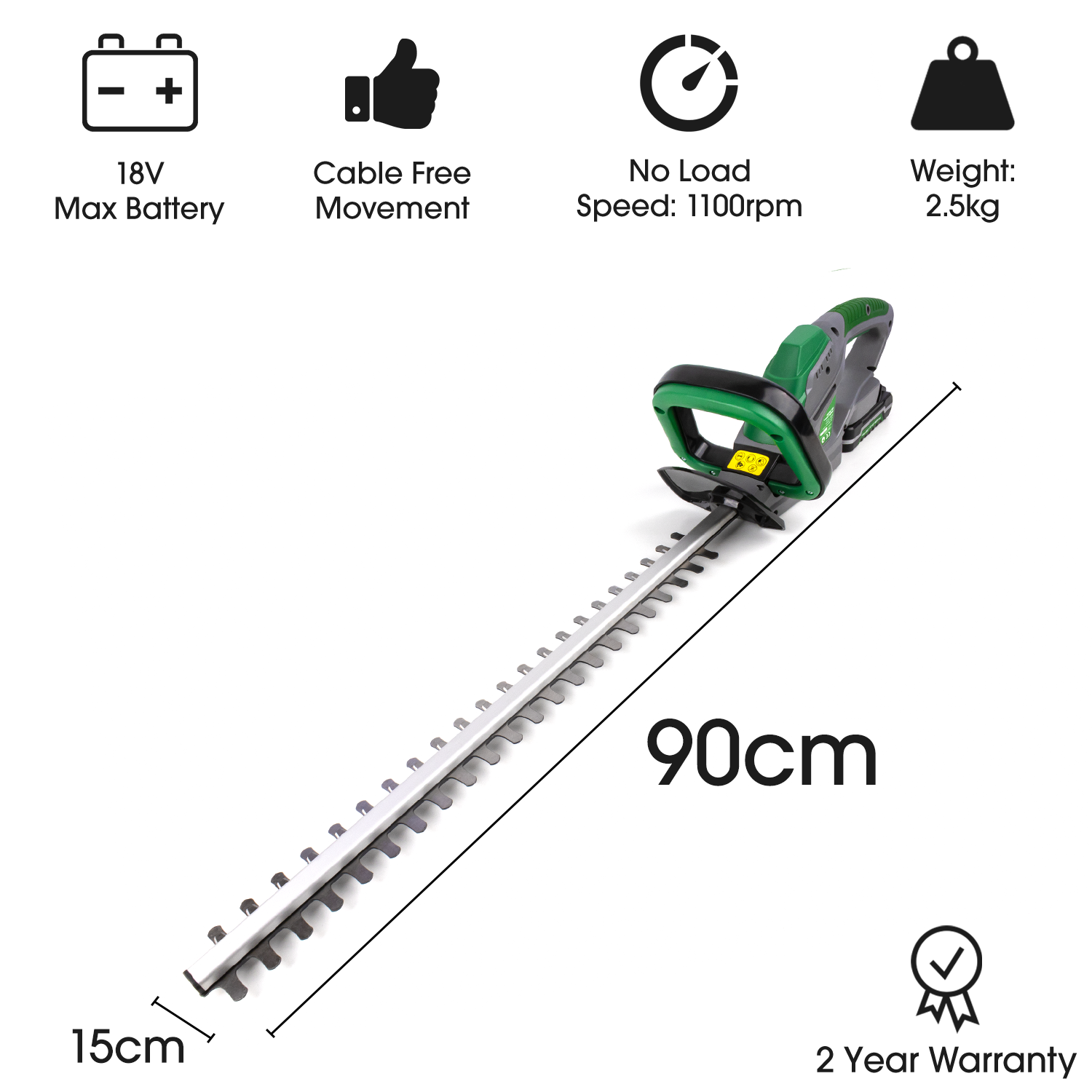 Cordless Hedge Trimmer 18v Li Ion Battery Charger And Guard Included