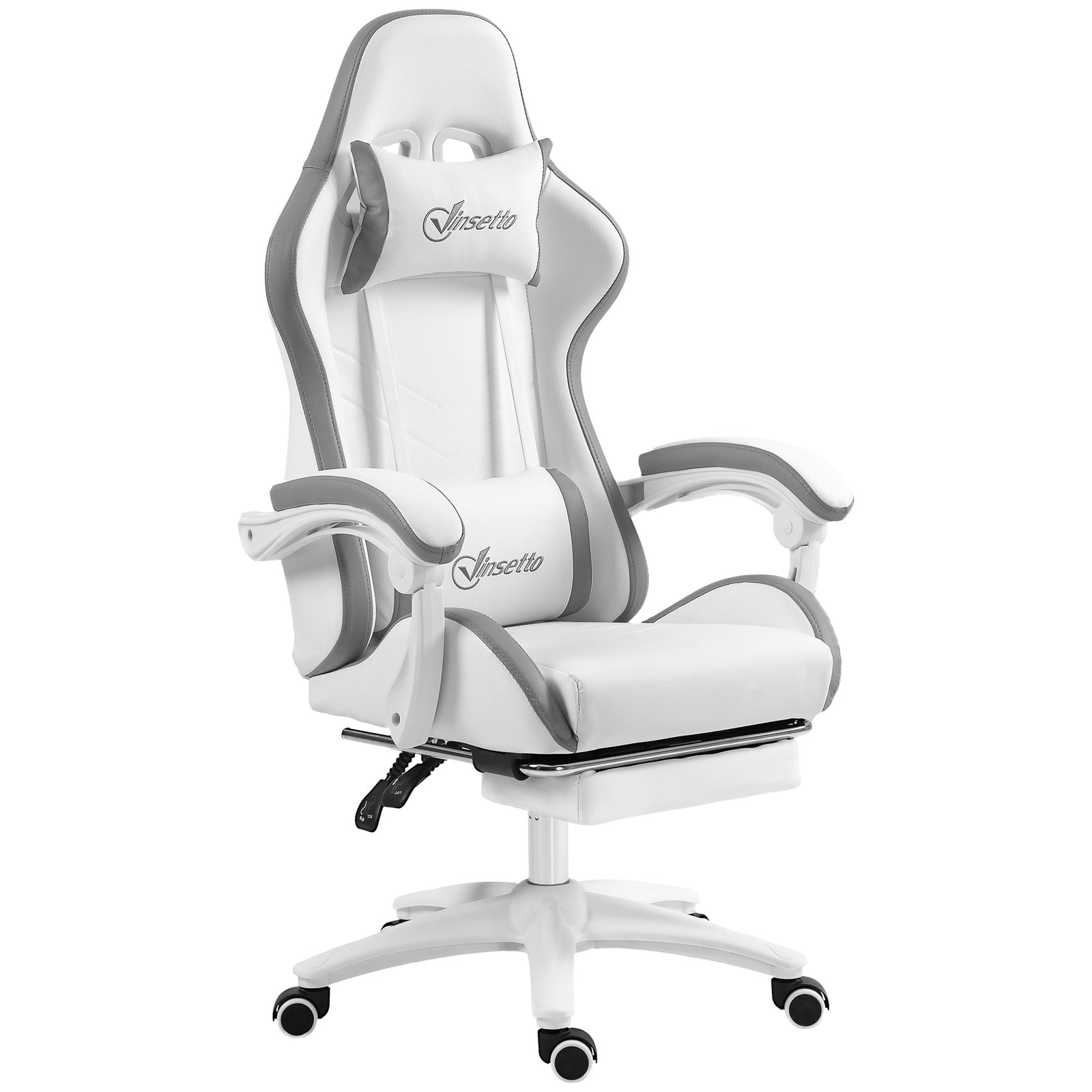 Reclining Pu Gaming Chair W/ Headrest | Gray