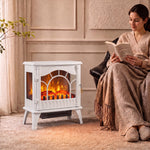 3-sided Glass Electric Fire Fan Heater With Flame Effect | White