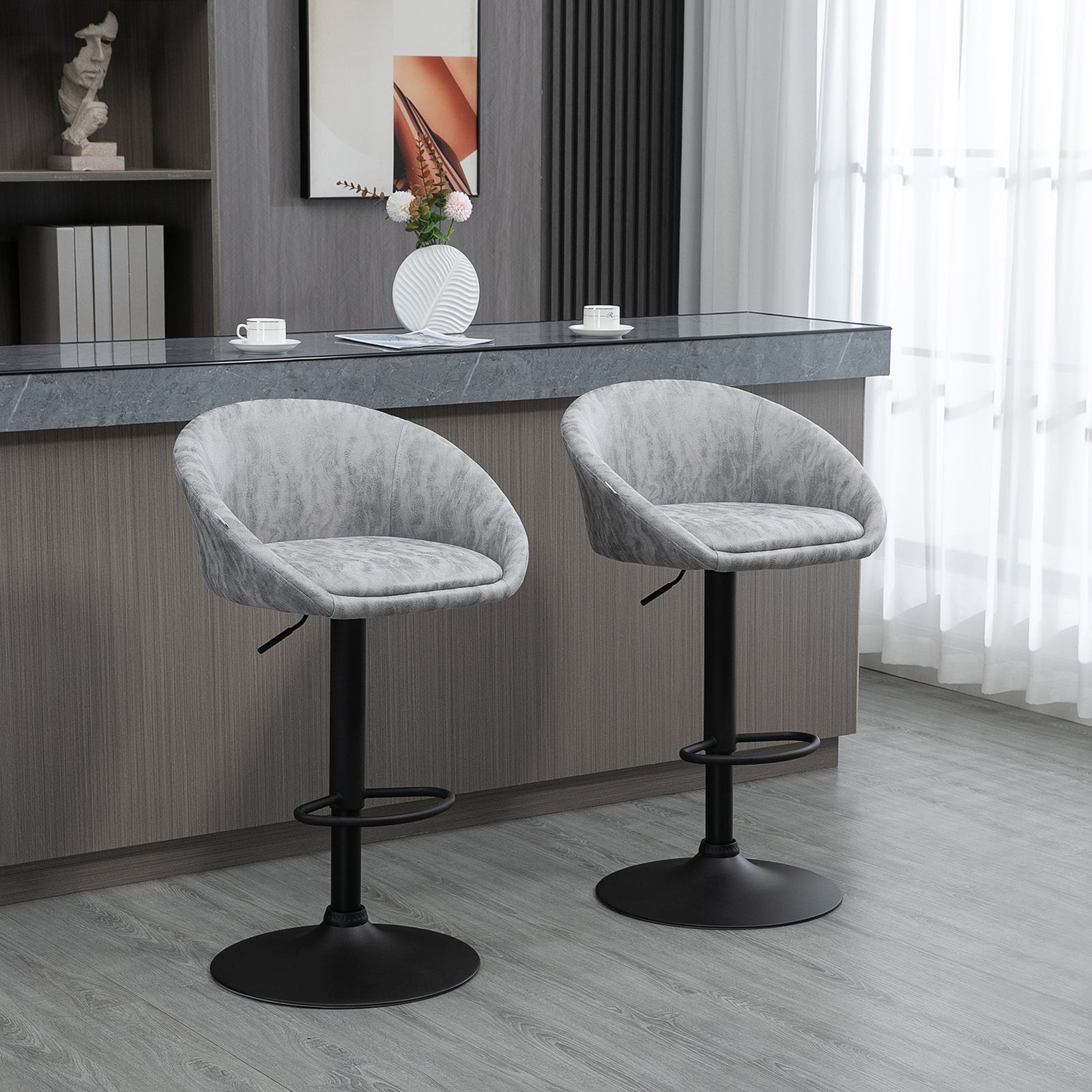 Modern Swivel Bar Stools Adjustable Grey