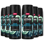 Lynx Fine Fragrance Collection Aqua Bergamot Deodorant Body Spray 150ml, 6 Pack