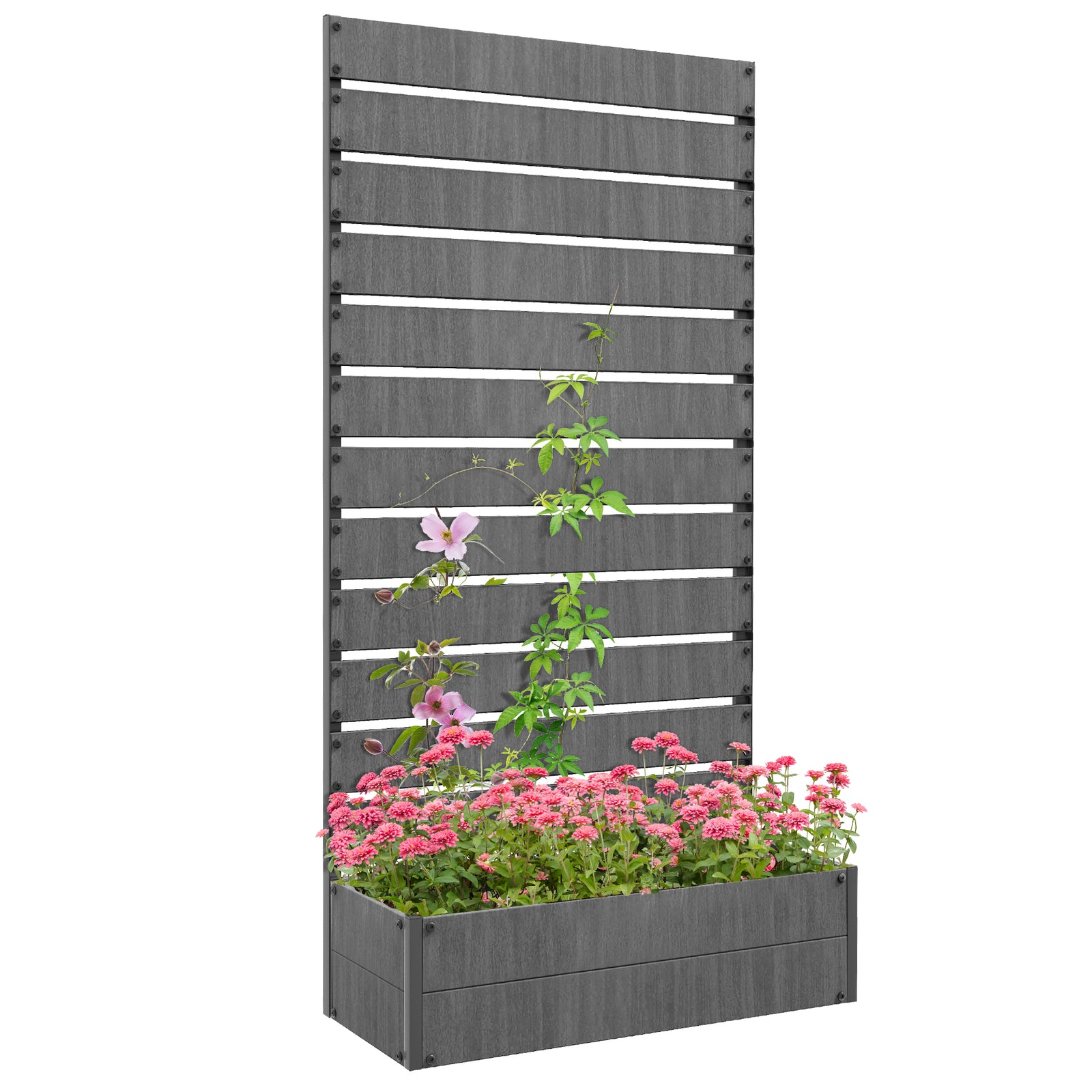 Garden Planter With Trellis For Climbing Plants | Dark Gray