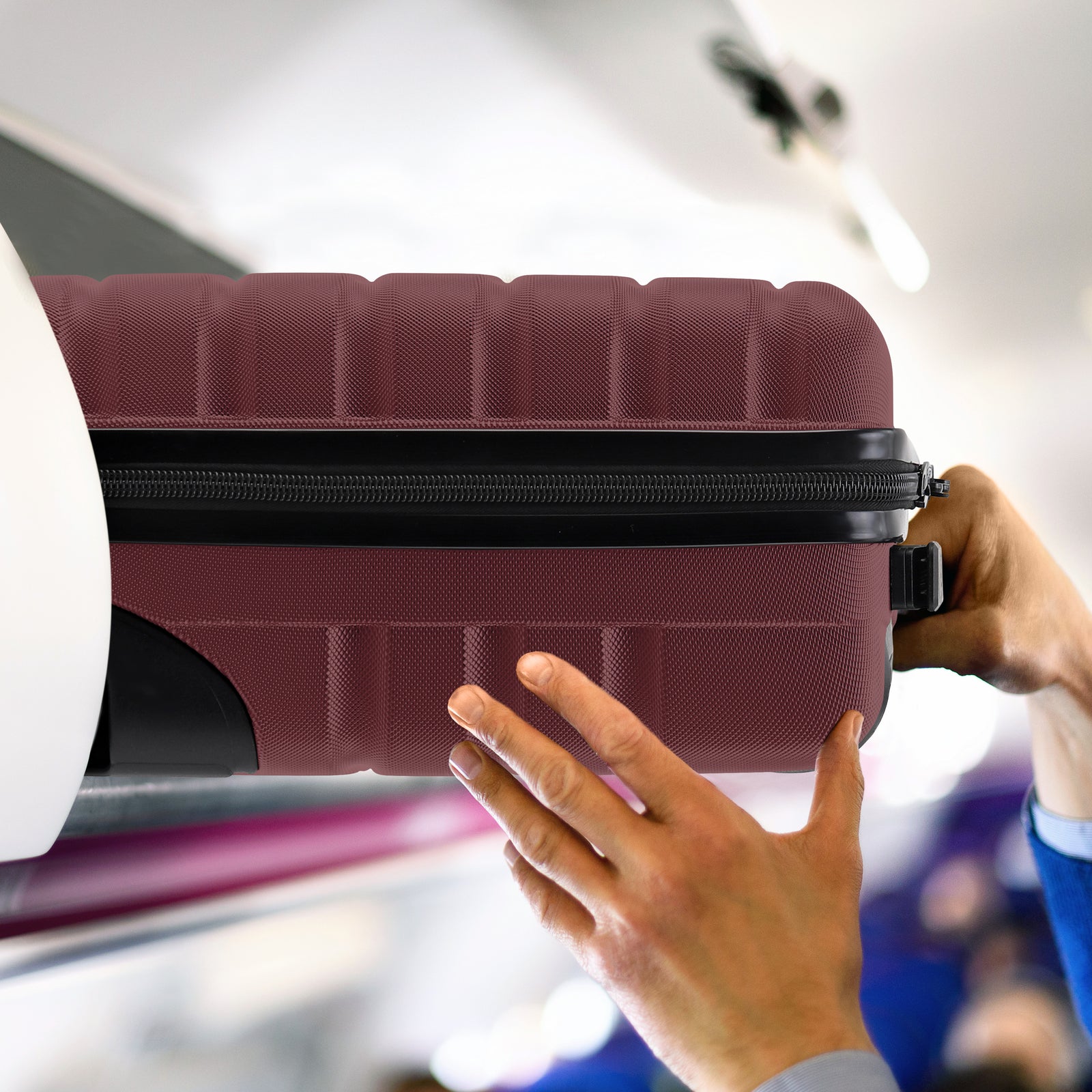 45x36x20cm Cabin Carry On Luggage with Medium Case and Large Size Check-in Hold Suitcase | Cabin | Burgundy