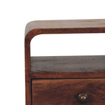 Mini Honey Caramel Curved Bedside With Open Slot