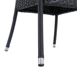 Round Wicker Patio Table With Black Tempered Glass Top With 51mm Umbrella Hole & Transparent Cap 80cm Dia X 72cm H | Black