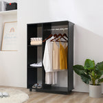 Rolling Open Wardrobe Hanging Rail Storage Shelves Clothes | One Size | Black