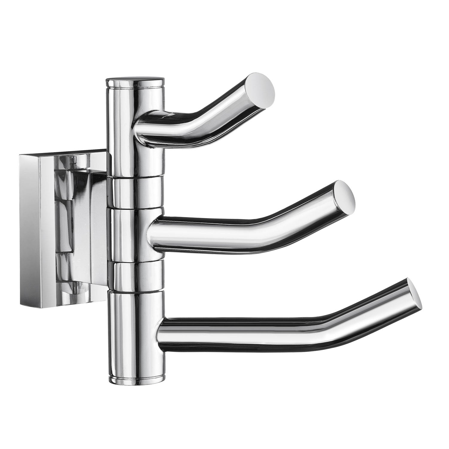 Chrome Swivel Swing Arm Triple Towel Hook Wall Mounted | Polished Chrome