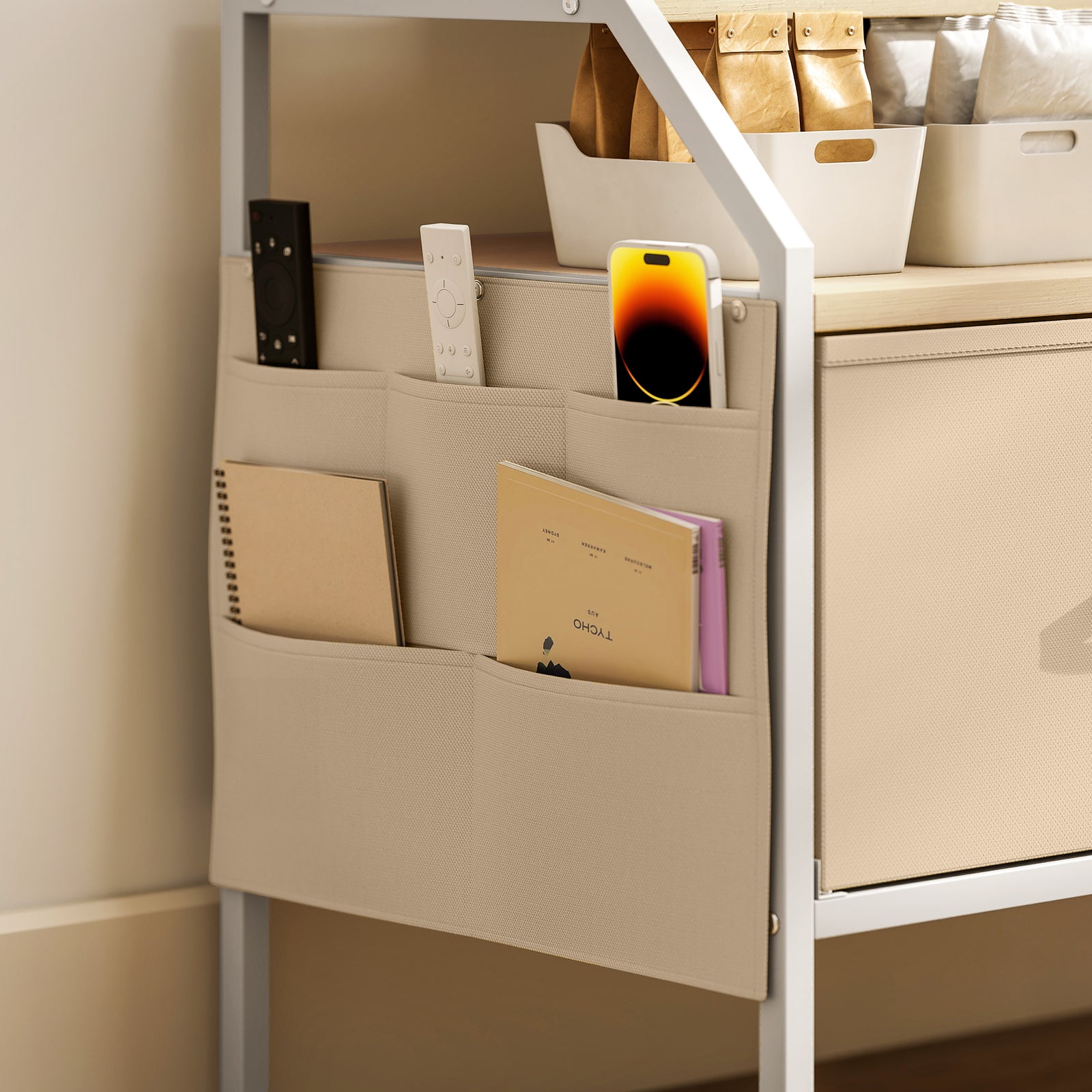 Tv Stand Cabinet With 2 Foldable Drawers | Natural