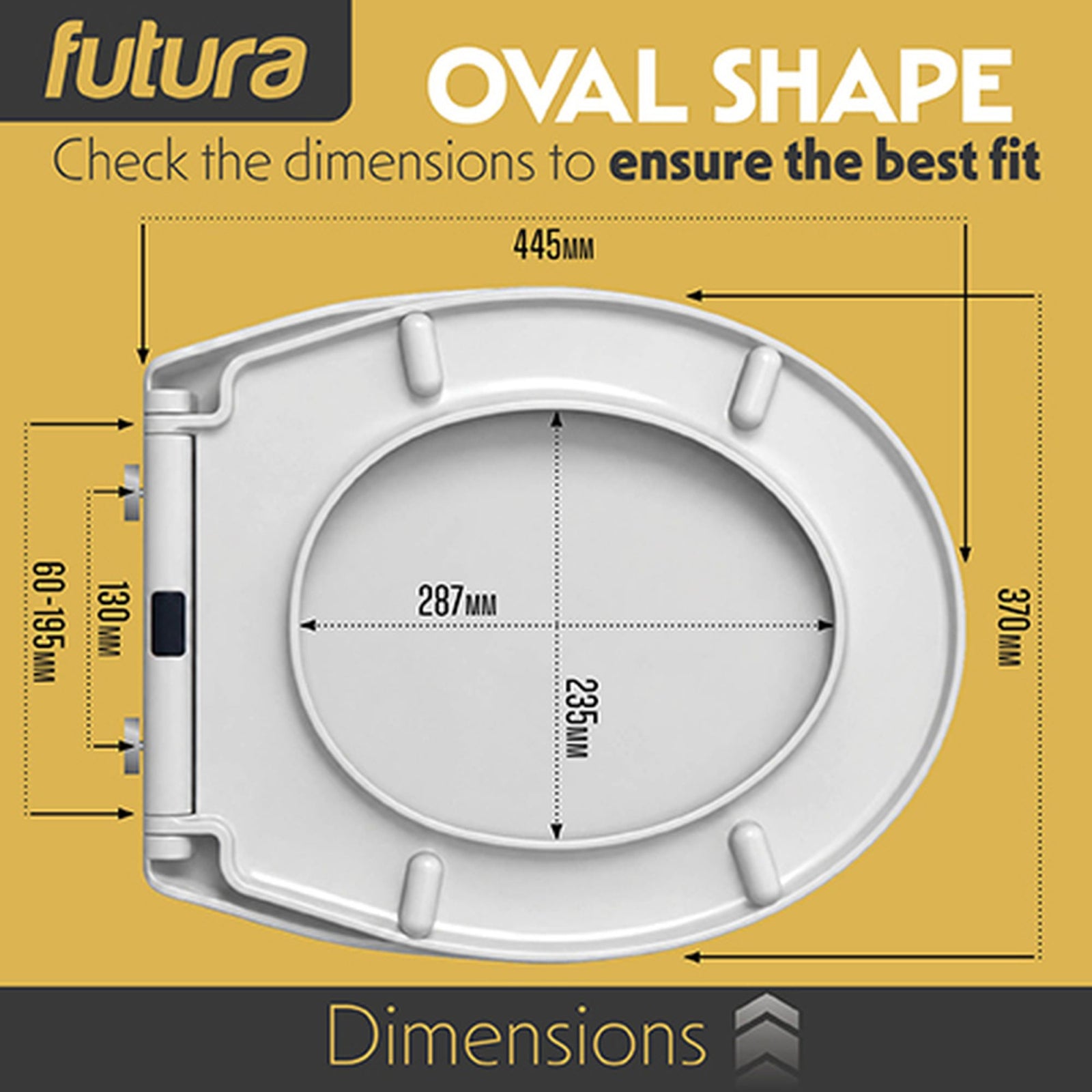 Toilet Seat Soft Close Oval Shape, Premium Thermoplastic, Quick Release, Top & Bottom Fixings | White