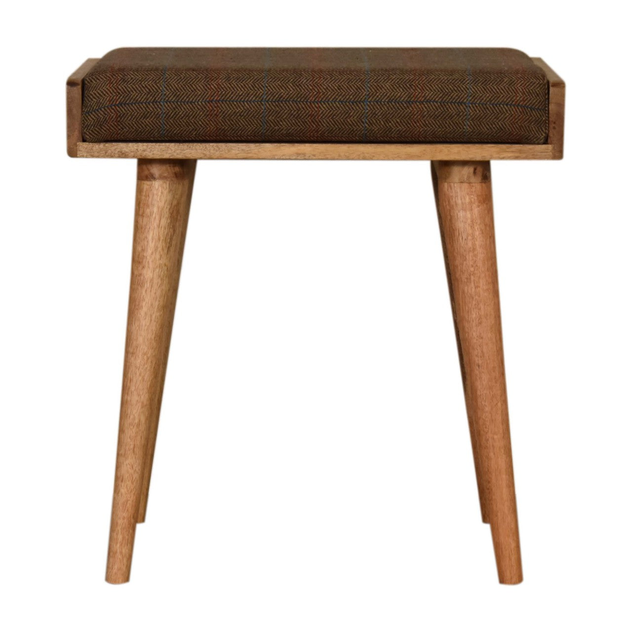 Solid Mango Wood Multi Tweed Tray Style Footstool