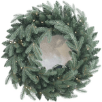 60cm Premium Mixed Branch Prelit Green Wreath - With Timer