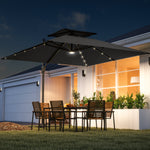 3.5x3m Cantilever Parasol, Solar Led Lights | Dark Grey